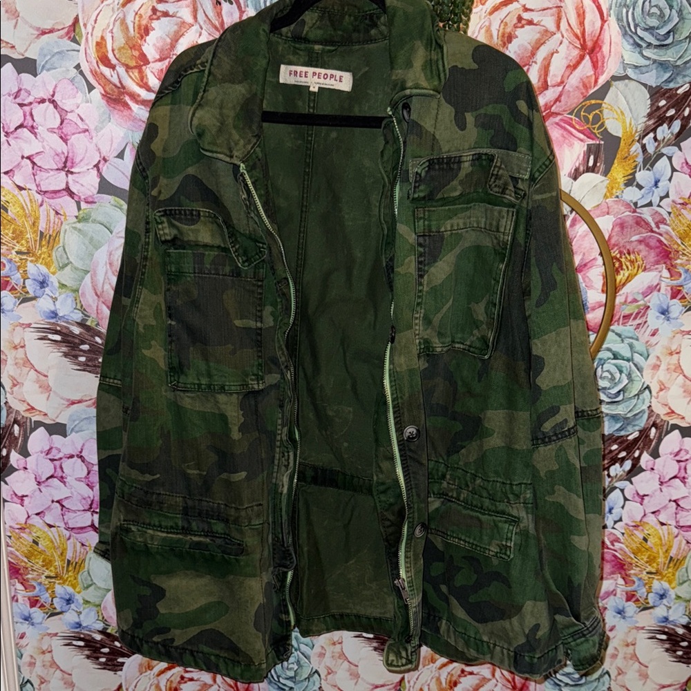 Free People Green Camo Jacket